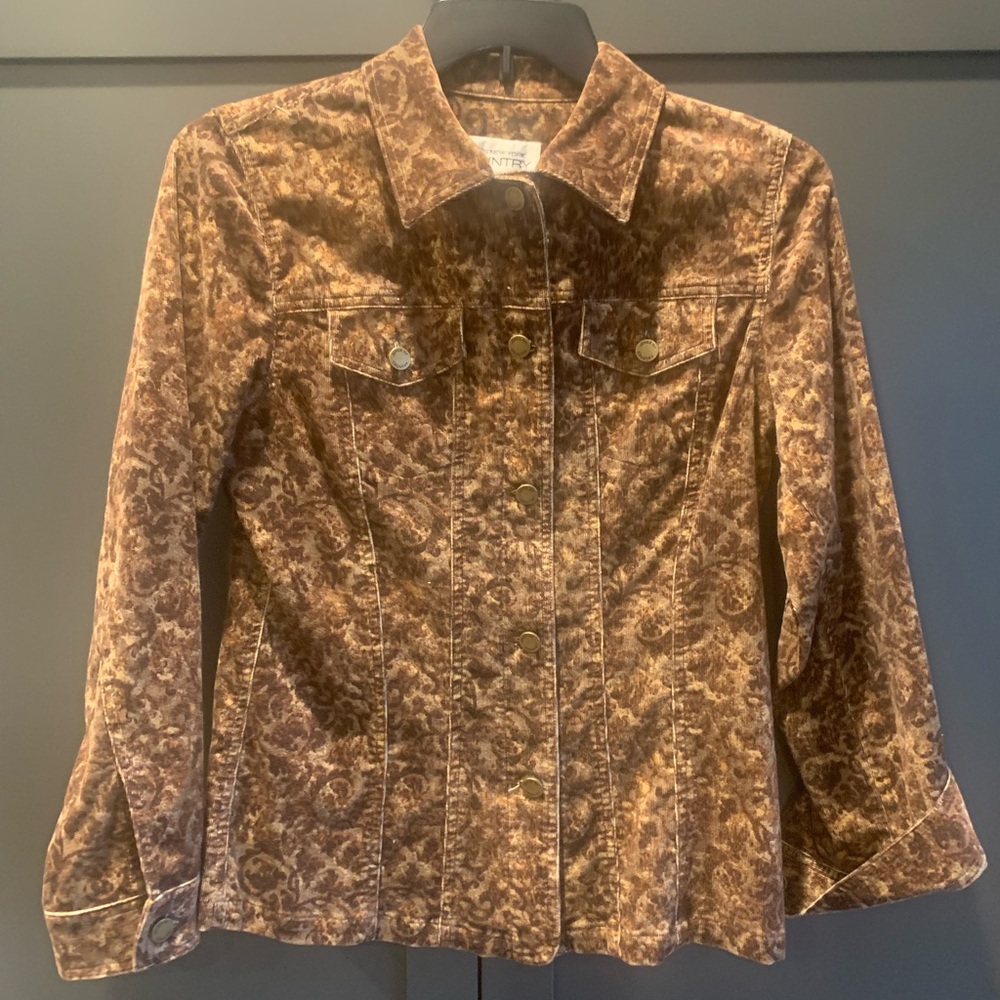 Jones New York Country jacket in Brown paisley corduroy.